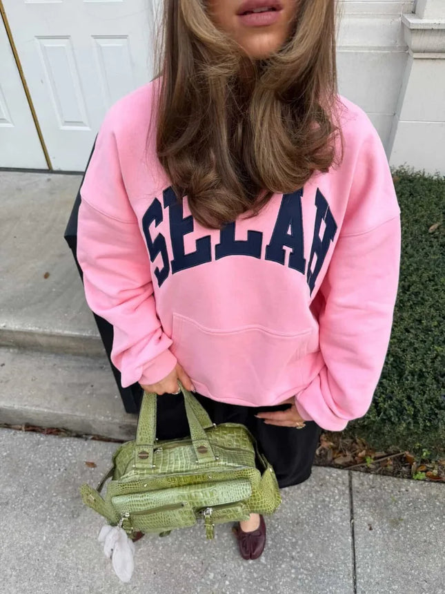 Harajuku Y2K American Light Luxury Style Pink Oversized Hoodie Men Street Hip-hop Fashion Letter Patch Casual Pullover Women