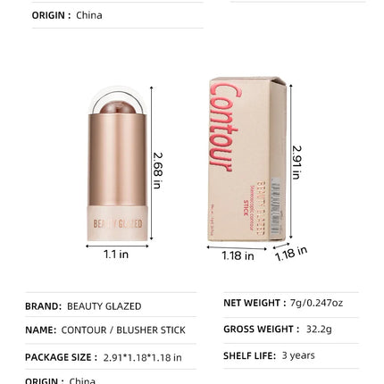 BEAUTY GLAZED multi-colour matte highlight blush stick glazed non-stick glass delicate and supple multi effect makeup