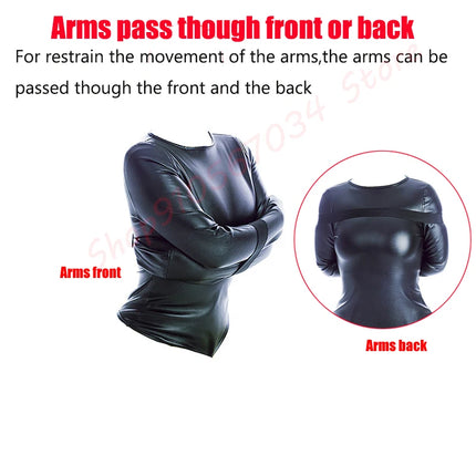 Leather Arm Binder Restraint Bodysuit Sexy Lingerie Fetish BDSM Bondage Straitjacket Slave Cosplay Binding Belts Couple Sex Toys