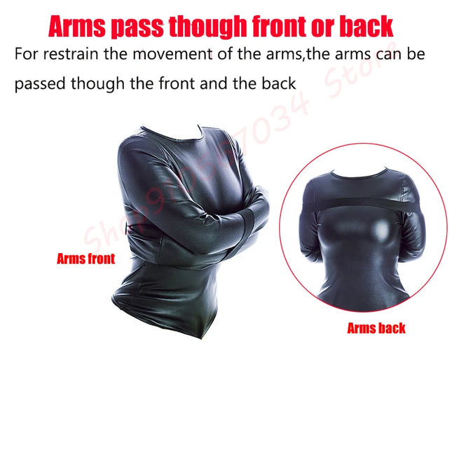 Leather Arm Binder Restraint Bodysuit Sexy Lingerie Fetish BDSM Bondage Straitjacket Slave Cosplay Binding Belts Couple Sex Toys