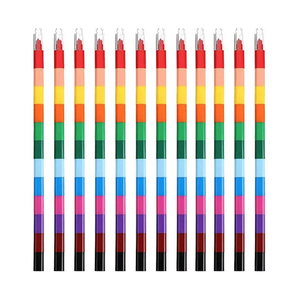 6/12pcs 12 Colors Stackable Crayons Creative Rainbow Building Blocks Coloring Oil Painting Stick Student Stationery YMY