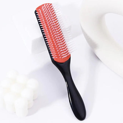 1pc 9-row nylon massage curling brush, hair salon straight hair curling comb, nylon bristles Special for real hair wigs