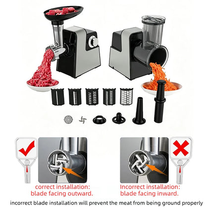 S6B 8 IN 1 Commercial Food Processor Meat Grinder Sausage Stuffer Meatball Maker Vegetable Slicer Shredder and Chop for Kitchen