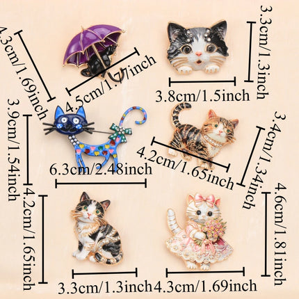Cute and Exquisite Cartoon Cat Animal Design Brooches for Men and Women, Jewelry, Fashion Accessories, and Couple's Party Gifts