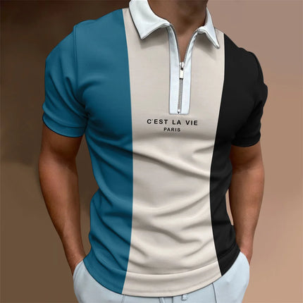 Men's Tops Polo Golf Men's King Print T Shirt High Quality Turndown Short Sleeve Zipper Pullover Original Golf Wear Men Clothing
