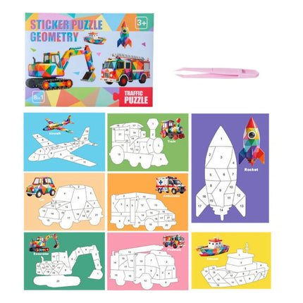 Paper 3D Geometric Sticker Books Educational Toys Montessori DIY Paste Material Kit Cartoon Handmade Animals Sticker Book