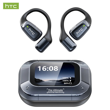 HTC NE25 OWS Earbuds AI Translator LCD Touch Screen Bluetooth 6.0 IPX5 Waterproof Open-Ear Wireless Headphones