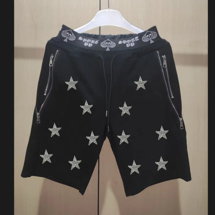 2025 new Sweatpants Track Pants Men Slim Fit Workout Trousers Male Multi-pocket Casual Rhinestones Pants  Design Sportswear