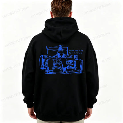 Sunday Racing Car Printed Men's Hoodies Long Sleeve Fleece Sweatshirts Hip Hop Casual Streetwear Tops Automotive Enthusiast Gift