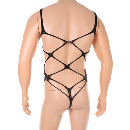 Bodysuits Sexy Bondage Lingerie Men One-Piece Fishnet Hollow Bra Open Butts Underwear Erotic Apparel