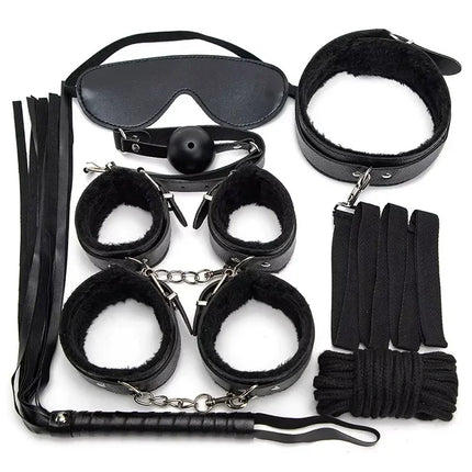 Nylon Plush Kits Sex Toys For Women Leather Mask Handcuffs Fox Tail Gag Whip Spanking Anal Plug Butt Bdsm Bondage Adult Games