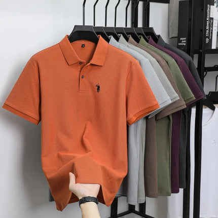 100% pure cotton new high-end brand men's short-sleeved polo shirt summer fashion hot selling pony embroidery golf top T-shirt