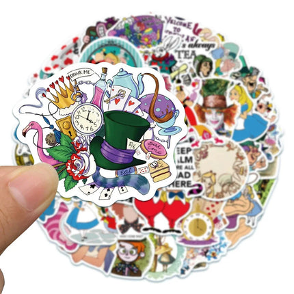 10/30/50pcs Disney Alice in Wonderland Anime Stickers Cartoon Decals Skateboard Guitar Laptop Helmet Waterproof Sticker Toy Gift