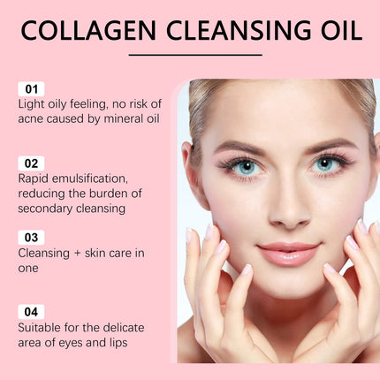 Collagen Cleansing Oil - A Daily Gentle Cleansing Oil with Jojoba Seed Oil, for Emulsifying Makeup