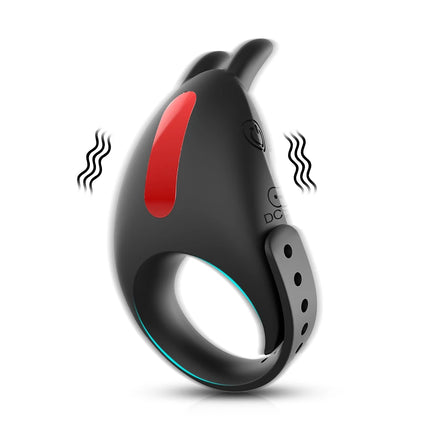 Vibrating Cock Ring Men Adjustable Buckle Penis Ring for Ejaculation Delay Testis Clitoris Stimulation Sex Toy for Couples