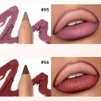 Nude Brown Lipliner Pen Wooden Matte Lip Liner Waterproof Lipstick Pencil Easy To Wear Non-stick Cup Lip Contouring Pen Cosmetic