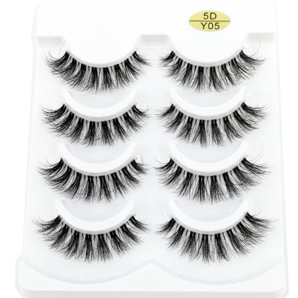 HBZGTLAD 4pairs mink lashes natural long invisible thin band fake lashes transparent terrier soft eyelashes extension Beauty
