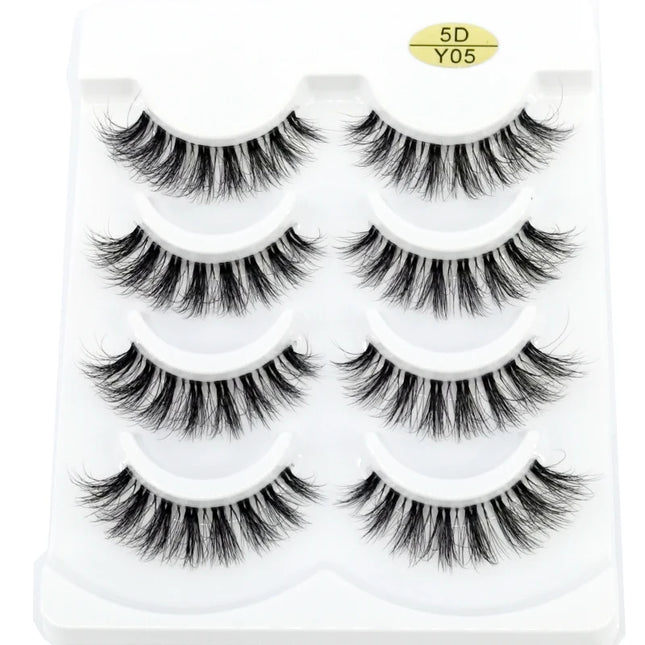 HBZGTLAD 4 Pairs Mink Lashes Natural Long Invisible Thin Band Fake Lashes Transparent Terrier Soft Eyelashes Extension Beauty
