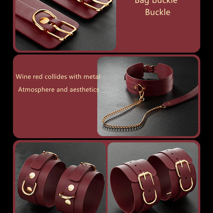 Sexy BDSM Leather Plush Bundle Set, Exotic Sex Toy, Gear Collar, Hip, Oral Erotic Bundle, Eye Mask, Whipping Nipple Clip