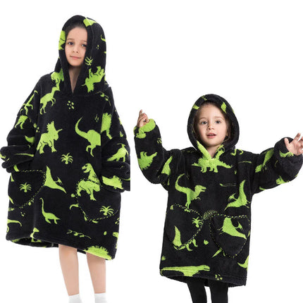 100-160CM Flannel Oversized Hoodie Teenager Girls Boys Pullovers Winter Sweatshirts for Kid Children's Clothing Wearable Blanket