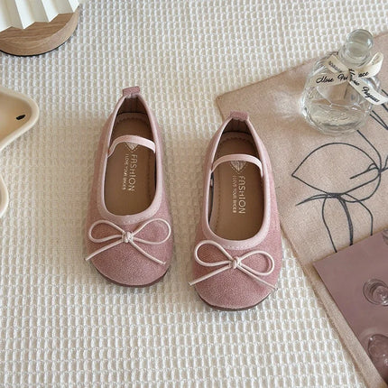 2025 Spring Autumn New Children Leather Shoes for Girls Fashion Korean Style Soft Sole Anti-slippery Sweet Bowtie Princess Shoes