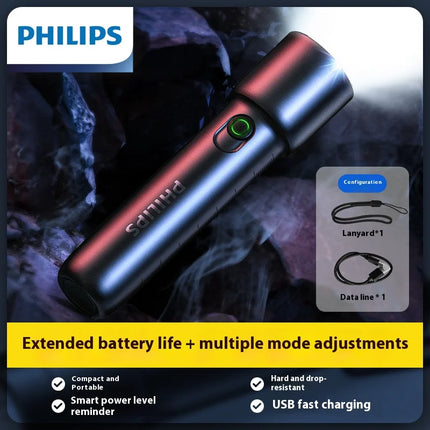 Philips NEW SFL1235 2-PCS EDC Portable Flashlight Rechargeable LED Flashlights for Defensa Personal Self Defense Camping Hiking