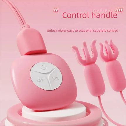 Wired vibrating breast clip multi-mode chest stimulator with remote control pink silicone nipple adult sex toy for women