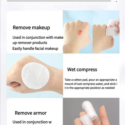 Round 100pcs/300pcs Cosmetic Cotton Pads Triple Sandwich Water-saving Wet Disposable Skin Care Pouch Makeup Remover Cotton Pads