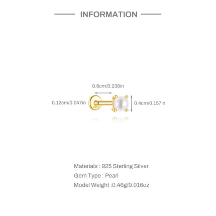 Aide Minimalism 2-3-4mm Pearl Ear Stud Stud Earrings 925 Silver Round Natural Pearl Ear Bone Flat Piercing Stud Fine Jewelry 1pc