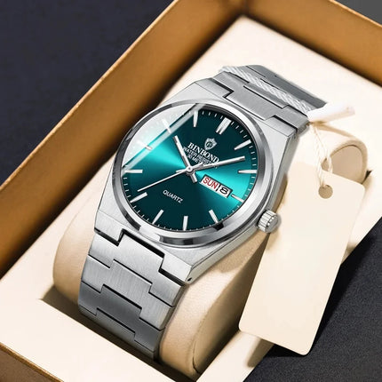 BINBOND  Luxury Men Quartz Watch Waterproof Date Week Luminous Wristwatch Stainless Steel Men's Watches Male Clock Sports Reloj
