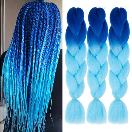 Synthetic African Braided Ombre Braiding Hair Braid Hair Extensions 3Pcs Pre Stretched High Temperature Crochet Braiding Hair