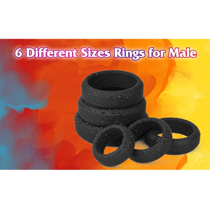 6 Pcs Male Penis Rings Cock Rings Sleeve Delay Ejaculation Silicone Beaded Time Lasting Erection Sex Toys For Men Adult Games