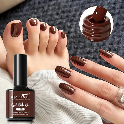 QAZIXU 10ml Brown Golden Cat Eye Nail Polish Gel Soak Off UV LED Nail Magnetic Gel Polish Nail Art Design DIY For Winter