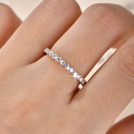 IOGOU 14k Gold Filled Full Eternity Ring Sparkling 2mm D Color Moissanite Stackable Band Finger Jewelry for Womem GRA Cerificate