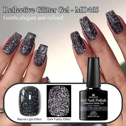 8ml Reflective Glitter Gel Nail Polish Nail Art Shiny Effect Semi Permanent UV  LED Gel Varnish Manicure DIY Nail Supplies