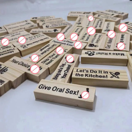 English and French 48pcs Couple Flirting Building Block Game Stacking Tower Game Adult Party Entertainment Spanish SM Product