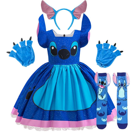Disney Lilo&Stitch Girls Role Playing Dress Disneyland Travel Stitch Movie Hawaii Costume Frock Halloween Lilo Vestidos Frock