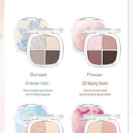 NOVO Four-color Eyeshadow, Matte, Pearlescent, High-gloss, Sweat-proof, Water-resistant, Ins, High-end And Affordable