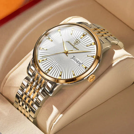 POEDAGAR Fashion Business Men's Watches Waterproof Luminous Date&Week Stainless Steel Men Watch Quartz Exquisite Male Wristwatch