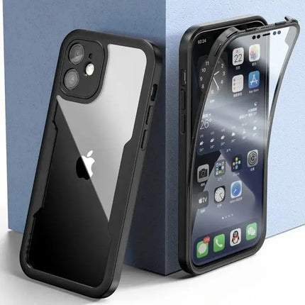 360 Full Body Front+Back Clear Case For iPhone 16 15 14 13 11 12 Pro Max XS X XR 7 8 Plus SE 2022 Silicone  Shockproof Cover