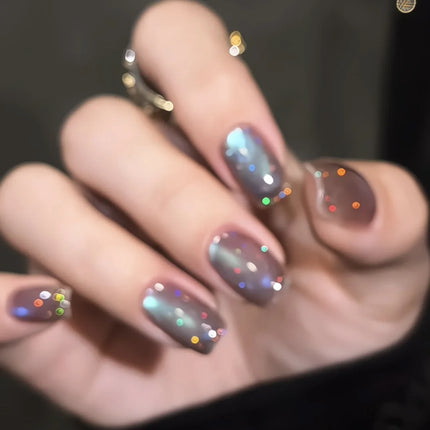 MN 10ML 2026 New Cyber Fluorite Cat Eye Gel Polish Iridescent Glass Bead Porcelain White Light-Chasing Cat Eye Nail Art Supplies