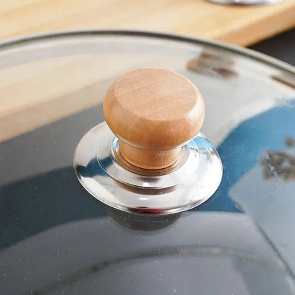 1PC Solid Wood Lid Handle Stainless Steel Pot Twist Pot Cap Anti-scalding Round Wooden Handle Kitchenware Cookware Accessories