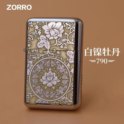 ZORRO 790 Genuine Ultra-thin Windproof Original Copper Lighter Double-sided Engraved Wheel Lighter Lighter Men's High-end Gifts
