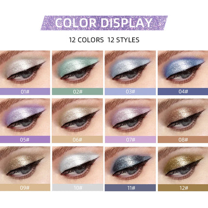 12 Colors Glitter Diamond Liquid Eyeshadow Set Sparkly Long Lasting Waterproof Shiny High Pigmented Brighten Makeup Cosmetics
