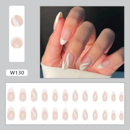 Fresh Flower 24 Pcs Press on Nails Pink Nail polish Glossy Artificial Finger Manicure Reusable False Nails for Women