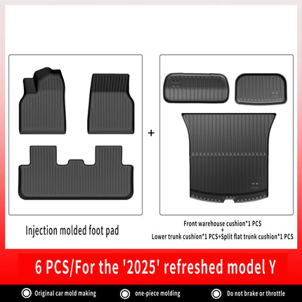 For New Tesla Model Y Launch 2025+ Juniper 2025+ TPE Floor Mats & Cargo Liner, All Weather Trunk Mats Floor Liner Backrest Mats