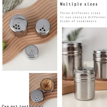 Multi-purpose Stainless Steel Seasoning Jar Salt Sugar Bottle Rotating Cover Kitchen Gadgets Spice Pepper Shaker Spice Jar