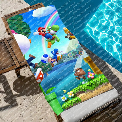 S-Super Towel Large Quick-Drying M-Mario-o Microfiber soft Beach Towel for Travel Fitness Sauna Bathing Camping Kids Gift