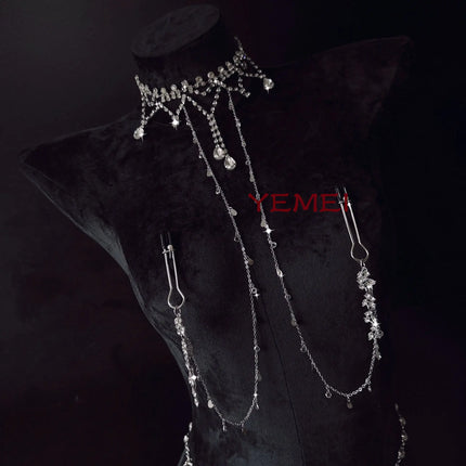 Metal Bondage Nipple Clamps Chain Anal Plug SM Adult Sex Games Breast Stimulate Chest Chain Body Jewelry Accessory Decoration