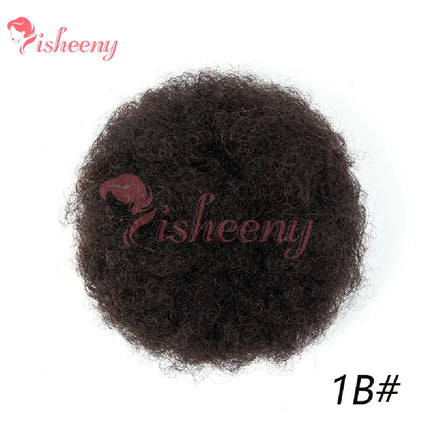 PHVA Model Kinky Curly Hair Bun, Adjustable Drawstring Afro Puff, Instant Volume Updo Hairpiece
